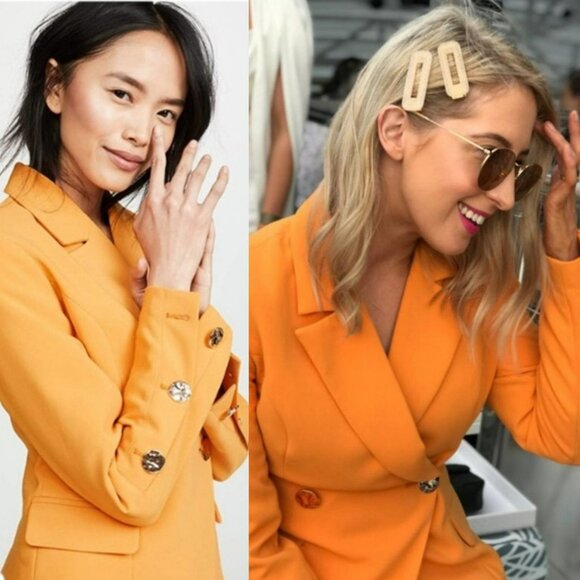 Keepsake the Label Orange Fall Blazer Double Breasted Single Lapel Shoulder Pads - Picture 1 of 16